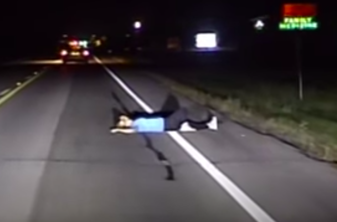 DASHCAM: Police Rescue Woman Sleepy on Highway